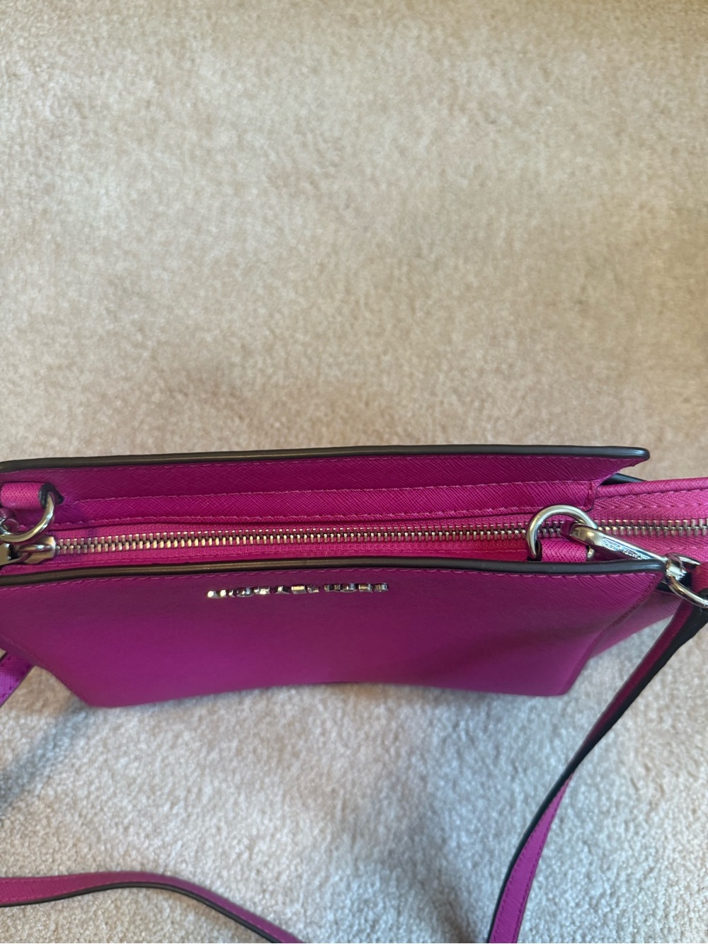 Michael Kors Fuchsia Saffiano Leather Crossbody Bag - Picture 6 of 7